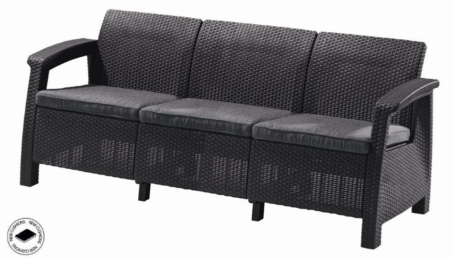 Meble ogrodowe Keter Corfu love seat max sofa trzyosobowa grafitowa