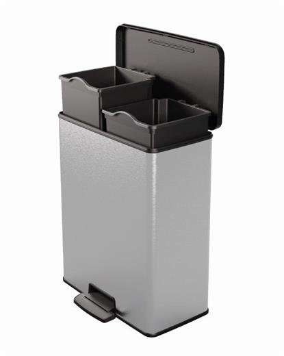 Kosz na śmieci Curver Deco Bin Duo 26l + 26l srebrny